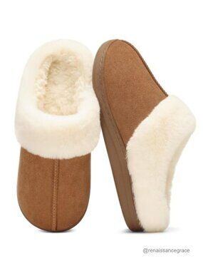 Women's Memory Foam Fuzzy Slippers Faux Fur Faux Suede House Shoes